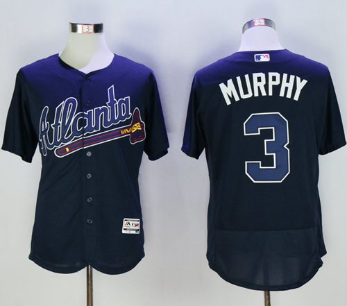 Braves #3 Dale Murphy Navy Blue Flexbase Authentic Collection Stitched MLB Jersey - Click Image to Close